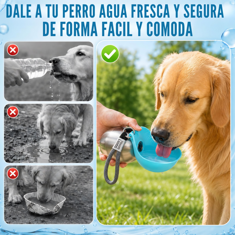 Lumikata Botella de Agua Portátil 2 en 1 para Perros