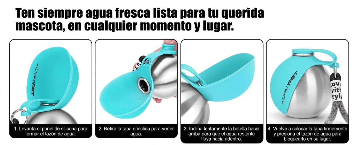 Lumikata Botella de Agua Portátil 2 en 1 para Perros